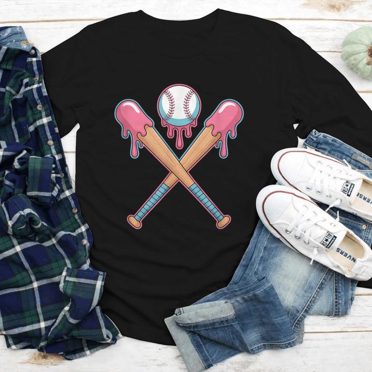 Dripping Pink Baseball Crossed Bats Summer Youth Long Sleeve Tee Dripping Pink Baseball Crossed Bats Summer Youth Long Sleeve Tee