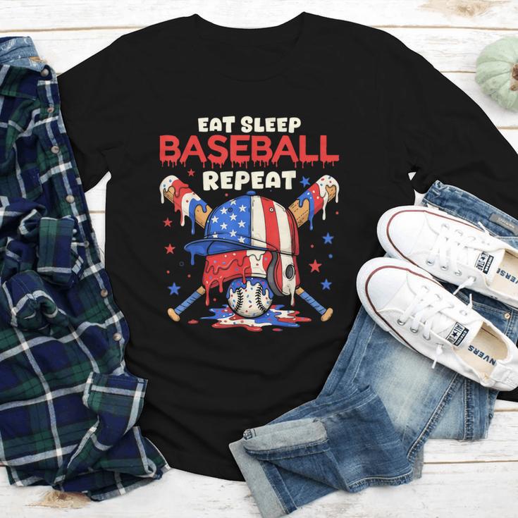 Eat Sleep Baseball Repeat Ice Cream Drip Crossed Bats Youth Long Sleeve Tee Eat Sleep Baseball Repeat Ice Cream Drip Crossed Bats Youth Long Sleeve Tee