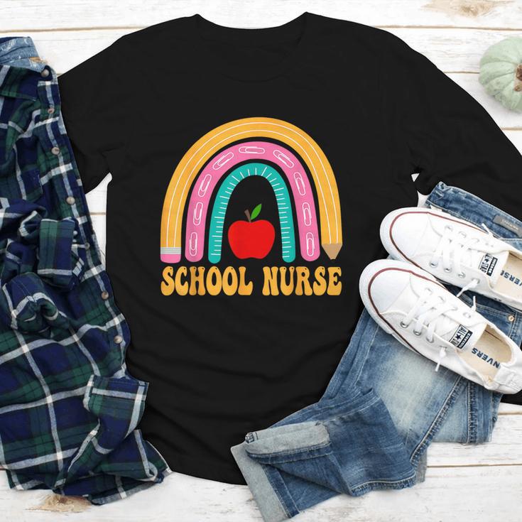 First Day Of School Nurse Back To School Rainbow Pencil Youth Long Sleeve Tee
