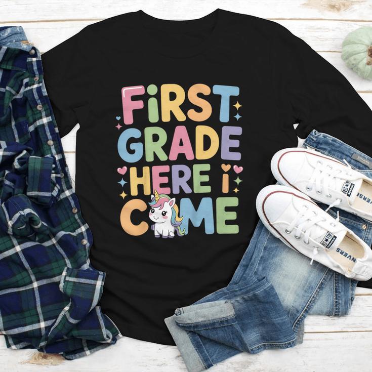 First Grade Here I Come Unicorn Back To School Youth Long Sleeve Tee
