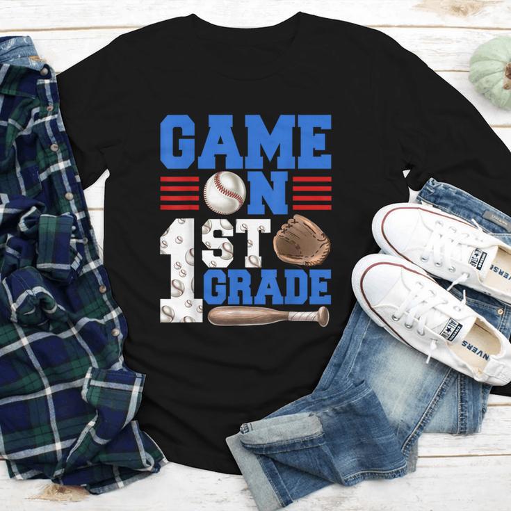Game On First Grade Boy Baseball Back To School Youth Long Sleeve Tee Game On First Grade Boy Baseball Back To School Youth Long Sleeve Tee