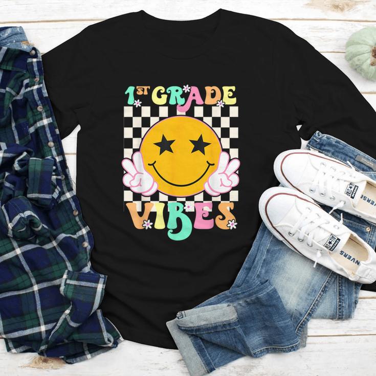Girls 1st Grade Vibes Smile Face Back To School 1st Grade Youth Long Sleeve Tee