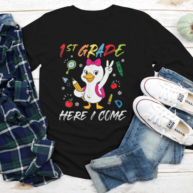Girls Goose 1st Grade Here I Come Back To School Kids Youth Long Sleeve Tee Girls Goose 1st Grade Here I Come Back To School Kids Youth Long Sleeve Tee