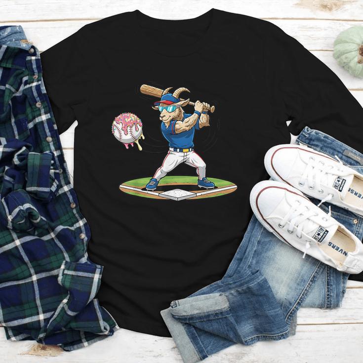 Goat Baseball Player With Bat And Ball Drip Animal Sports Youth Long Sleeve Tee