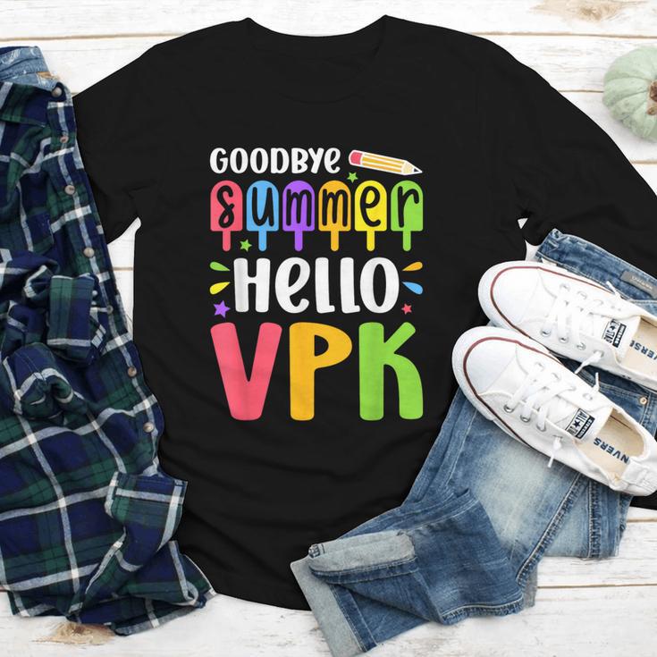 Goodbye Summer Hello VPK First Day Of VPK Back To School Youth Long Sleeve Tee Goodbye Summer Hello VPK First Day Of VPK Back To School Youth Long Sleeve Tee