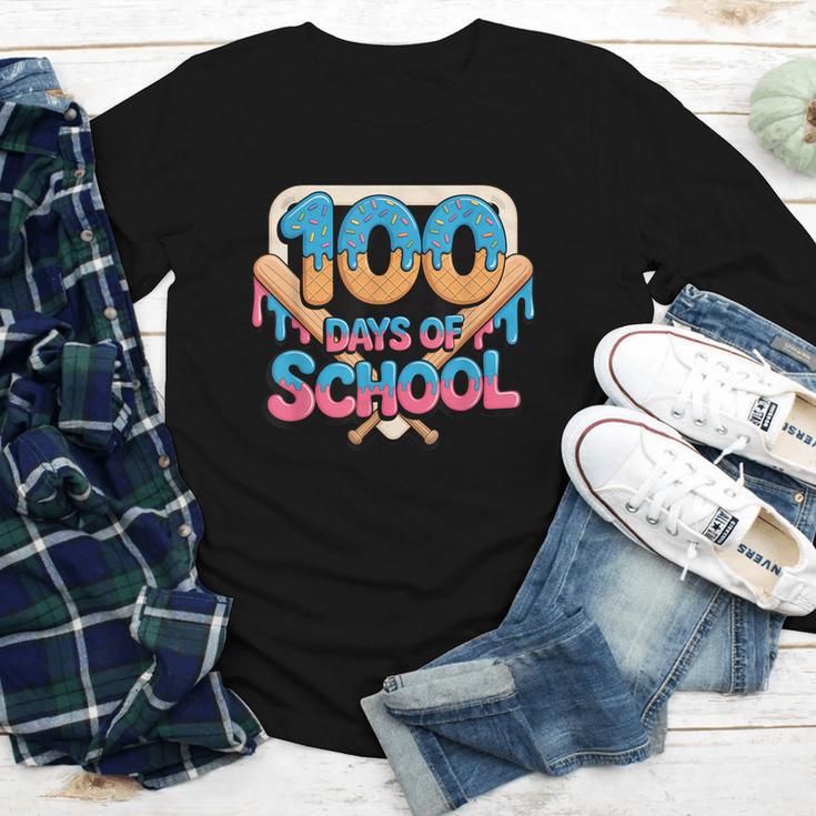 Happy 100 Days Of School Baseball Drip For Kids Teachers Youth Long Sleeve Tee Happy 100 Days Of School Baseball Drip For Kids Teachers Youth Long Sleeve Tee