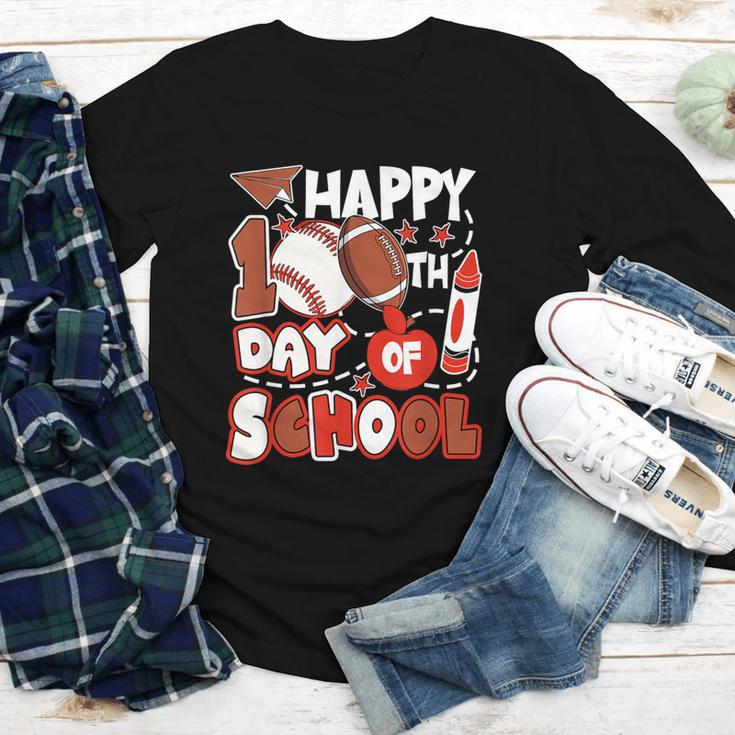Happy 100 Days Of School Baseball Football PE Teacher Youth Long Sleeve Tee