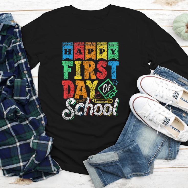Happy First Day Of School Pupil Kids Grade Back To School 1 Youth Long Sleeve Tee