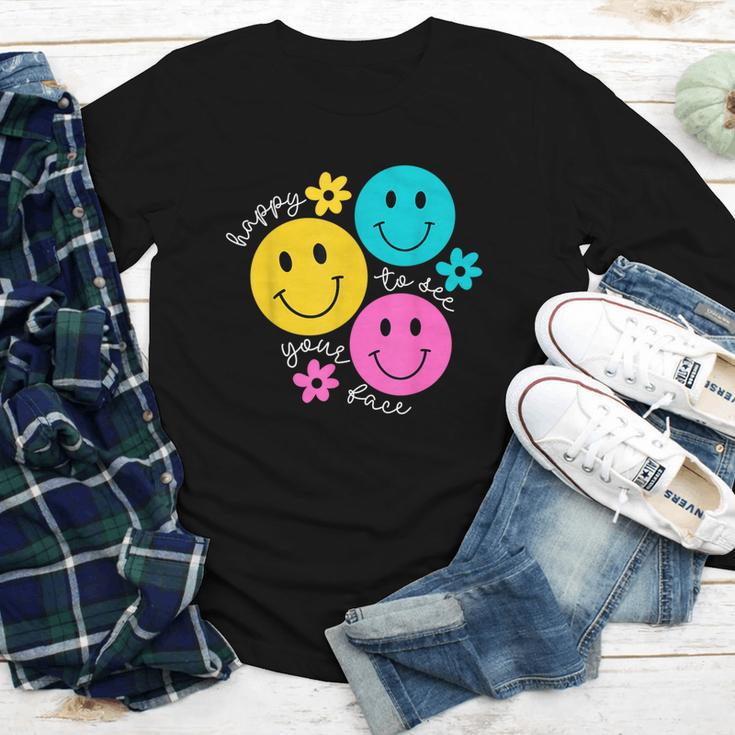Happy To See Your Face Back To School First Day Of School Youth Long Sleeve Tee Happy To See Your Face Back To School First Day Of School Youth Long Sleeve Tee