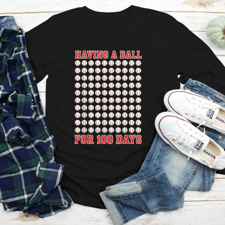 Having A Ball For 100 Days Of School 100th Baseball Youth Long Sleeve Tee Having A Ball For 100 Days Of School 100th Baseball Youth Long Sleeve Tee