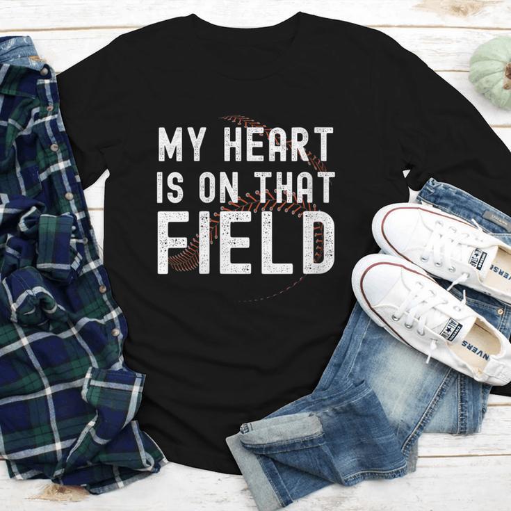 My Heart Is On That Field Baseball Softball Dad Father Youth Long Sleeve Tee My Heart Is On That Field Baseball Softball Dad Father Youth Long Sleeve Tee