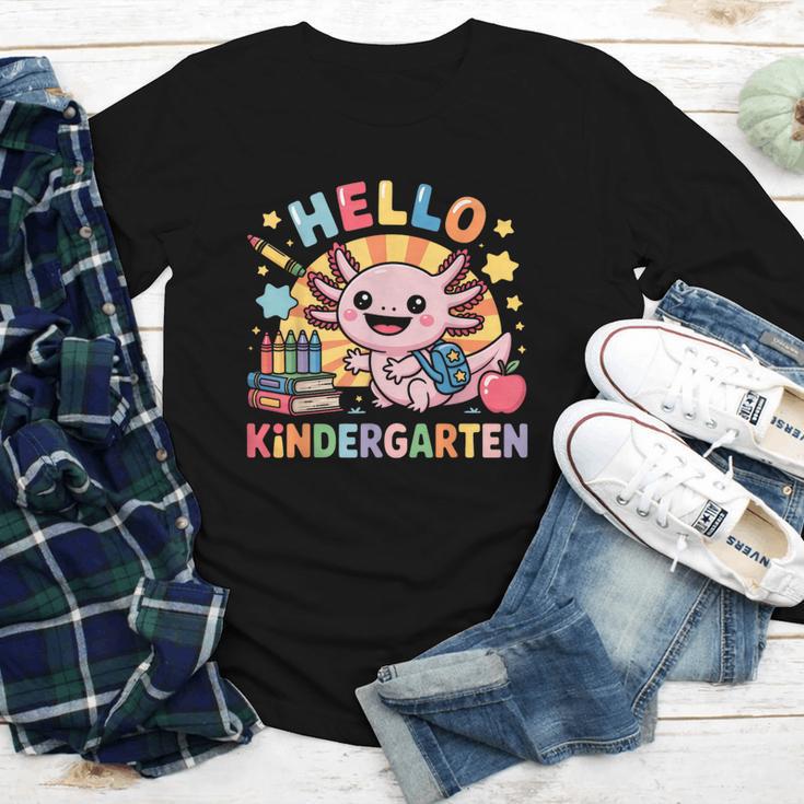 Hello Kindergarten Axolotl Back To School For Kids Youth Long Sleeve Tee Hello Kindergarten Axolotl Back To School For Kids Youth Long Sleeve Tee