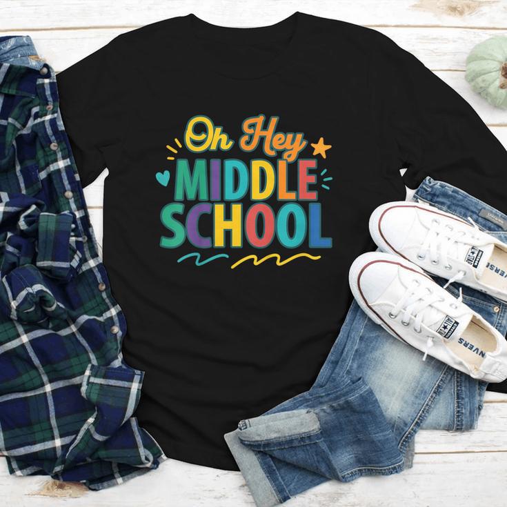 Hey Middle School First Day Back To School Students Youth Long Sleeve Tee