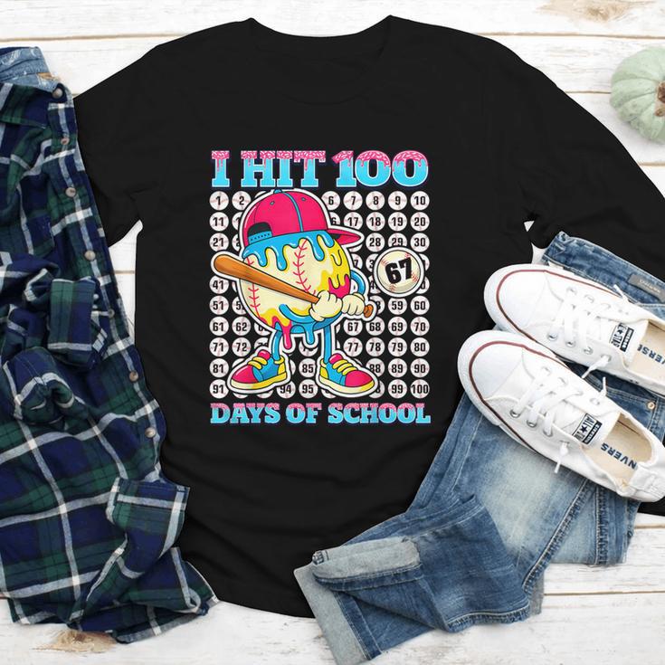 I Hit 100 Days Of School 67 Drip Baseball Boys Kids Youth Long Sleeve Tee