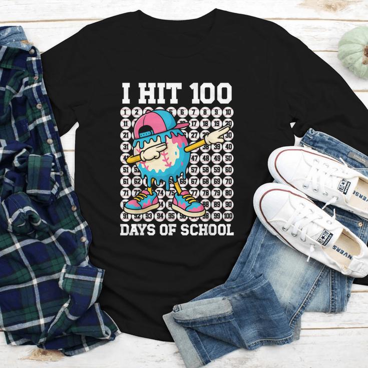 I Hit 100 Days Of School Baseball Ice Cream Drip Boys Girls Youth Long Sleeve Tee I Hit 100 Days Of School Baseball Ice Cream Drip Boys Girls Youth Long Sleeve Tee