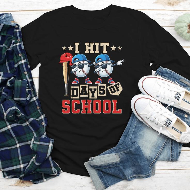 I Hit 100 Days Of School Baseball Kids Boy Teacher 100th Day Youth Long Sleeve Tee