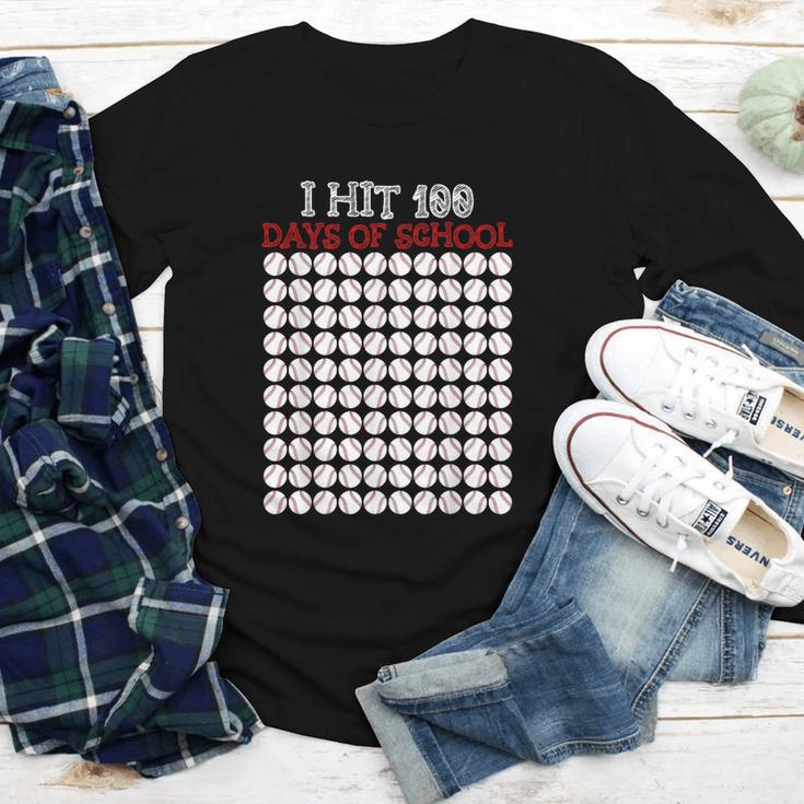 I Hit 100 Days Of School Baseball Lover Teacher Student Youth Long Sleeve Tee I Hit 100 Days Of School Baseball Lover Teacher Student Youth Long Sleeve Tee