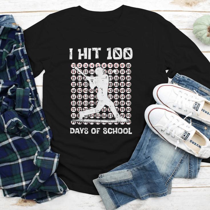 I Hit 100 Days Of School Baseball Player 100th Day Boys Kids Youth Long Sleeve Tee