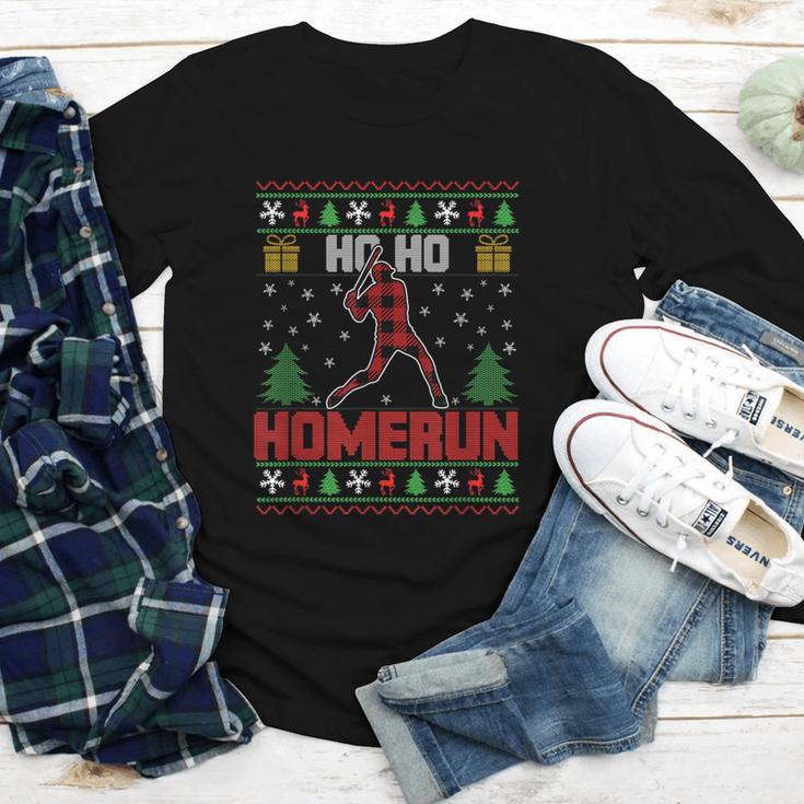 Ho Ho Homerun Xmas Sports Player Baseball Ugly Christmas Youth Long Sleeve Tee Ho Ho Homerun Xmas Sports Player Baseball Ugly Christmas Youth Long Sleeve Tee