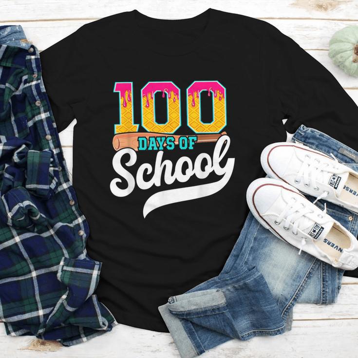 Ice Cream Drip 100 Days Of School Baseball Boys 100th Day Youth Long Sleeve Tee Ice Cream Drip 100 Days Of School Baseball Boys 100th Day Youth Long Sleeve Tee
