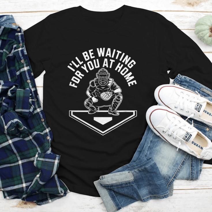 I'Ll Be Waiting For You At Home Baseball Catcher Youth Long Sleeve Tee I'Ll Be Waiting For You At Home Baseball Catcher Youth Long Sleeve Tee