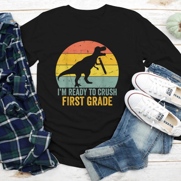 I'm Ready To Crush First Grade Dinosaur Back To School Kids Youth Long Sleeve Tee I'm Ready To Crush First Grade Dinosaur Back To School Kids Youth Long Sleeve Tee