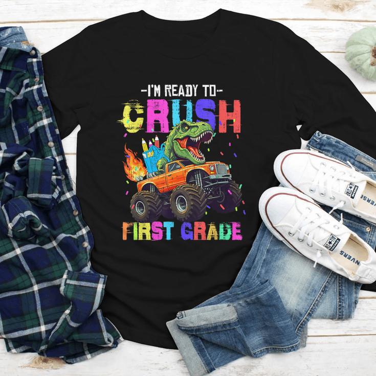 I'm Ready To Crush First Grade Dinosaur Truck Back To School Youth Long Sleeve Tee I'm Ready To Crush First Grade Dinosaur Truck Back To School Youth Long Sleeve Tee