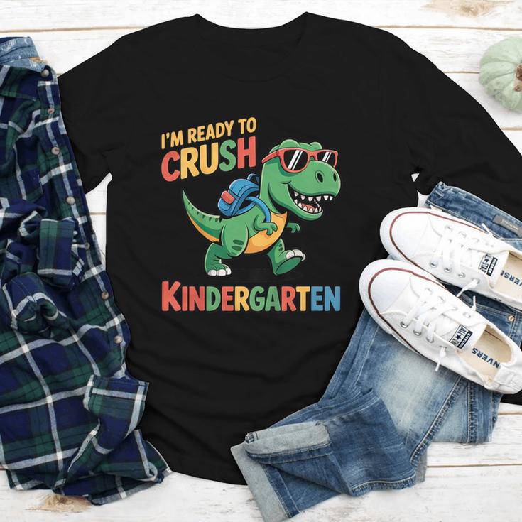 I'm Ready To Crush Kindergarten T-Rex Back To School Dino Youth Long Sleeve Tee I'm Ready To Crush Kindergarten T-Rex Back To School Dino Youth Long Sleeve Tee