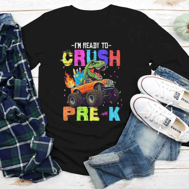 I'm Ready To Crush Pre-k Dinosaur Truck Back To School Boys Youth Long Sleeve Tee I'm Ready To Crush Pre-k Dinosaur Truck Back To School Boys Youth Long Sleeve Tee
