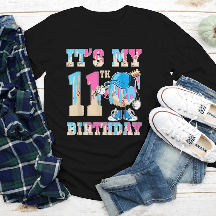 It's My 11th Birthday Baseball Ice Cream Drip Theme Youth Long Sleeve Tee