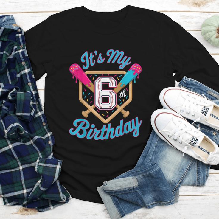 It's My 6th Birthday Baseball Fan Fun Party Celebration Youth Long Sleeve Tee