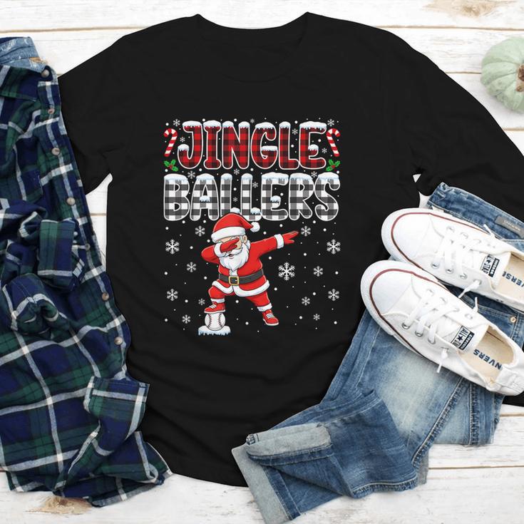 Jingle Ballers Plaid Santa Dabbing Baseball Christmas Youth Long Sleeve Tee Jingle Ballers Plaid Santa Dabbing Baseball Christmas Youth Long Sleeve Tee