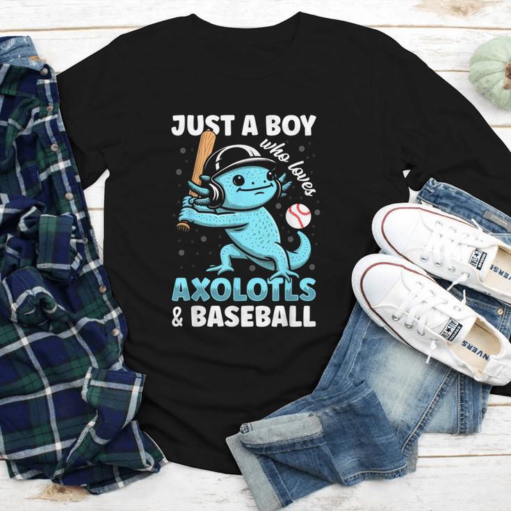 Just A Boy Who Loves Axolotls & Baseball Youth Long Sleeve Tee Just A Boy Who Loves Axolotls & Baseball Youth Long Sleeve Tee