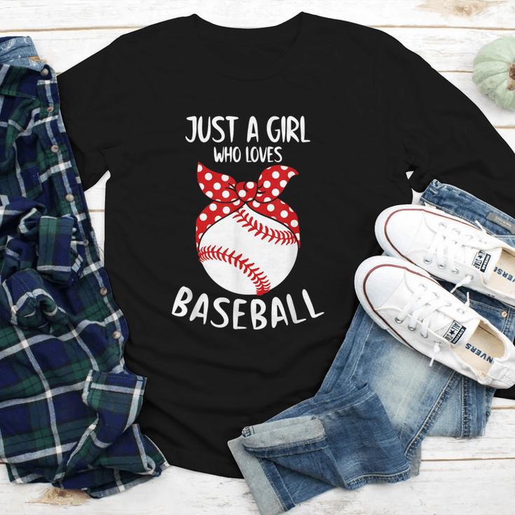 Just A Girl Who Loves Baseball Cute Retro Baseball Lover Youth Long Sleeve Tee