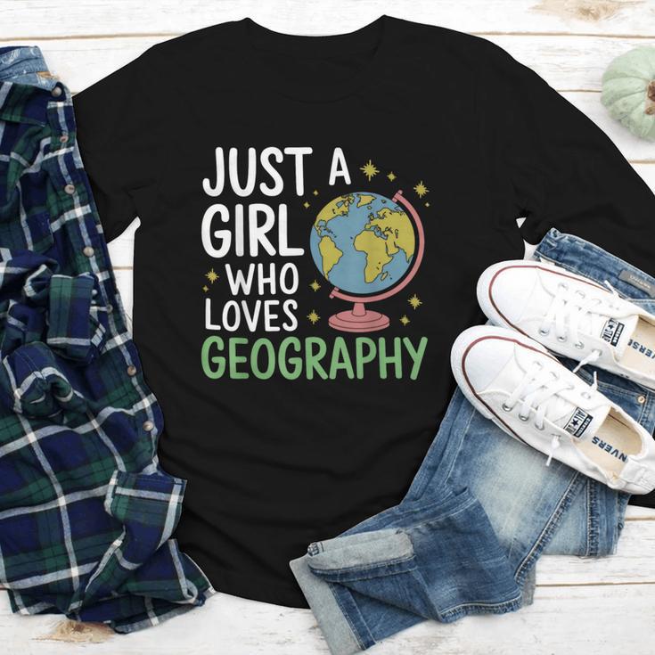 Just a Girl Who Loves Geography Back To School Kids Girls Youth Long Sleeve Tee