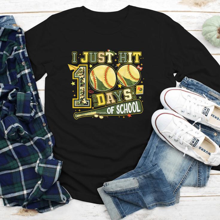 I Just Hit 100 Days Of School Baseball Teacher Boy Girl Kid Youth Long Sleeve Tee