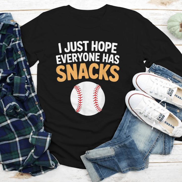 I Just Hope Everyone Has Snacks Baseball Game Day Fan Youth Long Sleeve Tee