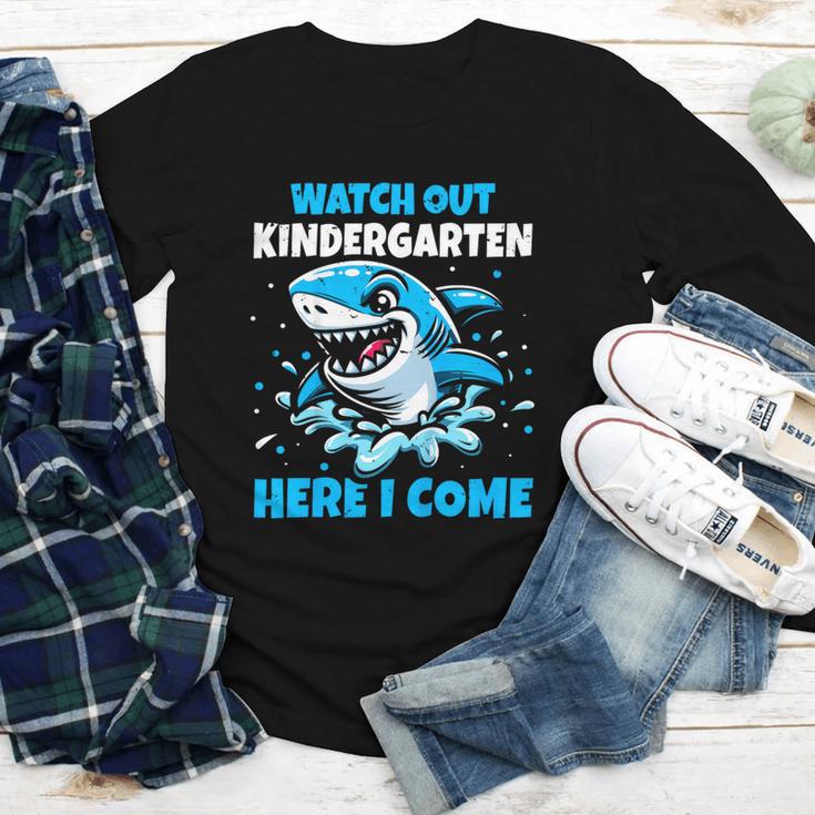 Kids Back To School Watch Out Kindergarten Here I Come Shark Boys Youth Long Sleeve Tee