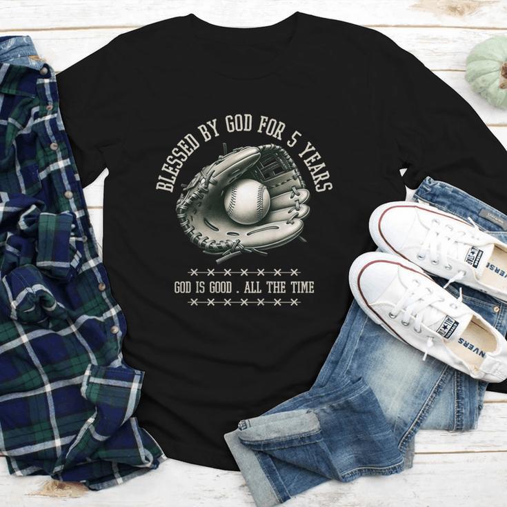 Kids Blessed By God For 5 Years Old Baseball 5th Birthday Youth Long Sleeve Tee Kids Blessed By God For 5 Years Old Baseball 5th Birthday Youth Long Sleeve Tee