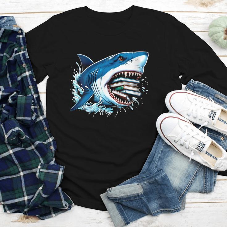Kids Shark With School Books Back To School Shark Lovers Youth Long Sleeve Tee Kids Shark With School Books Back To School Shark Lovers Youth Long Sleeve Tee
