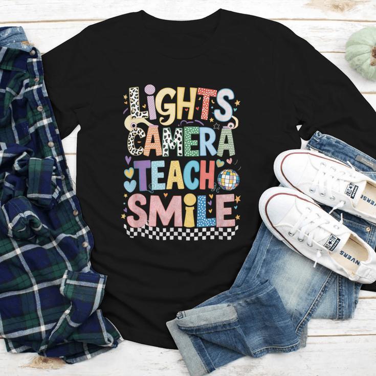 Lights Camera Teach Smile Back To School Awesome Learners Youth Long Sleeve Tee