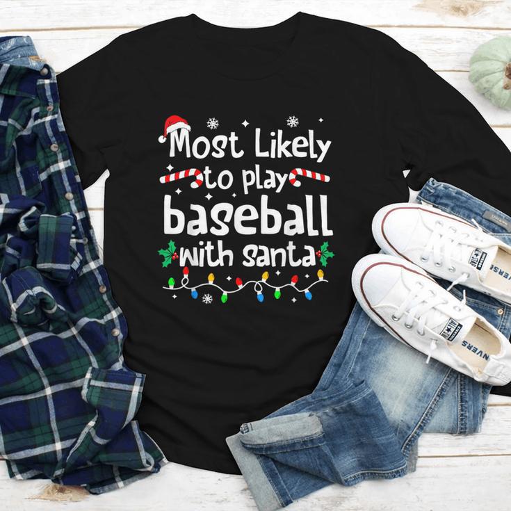 Most Likely To Play Baseball With Santa Christmas Matching Youth Long Sleeve Tee Most Likely To Play Baseball With Santa Christmas Matching Youth Long Sleeve Tee