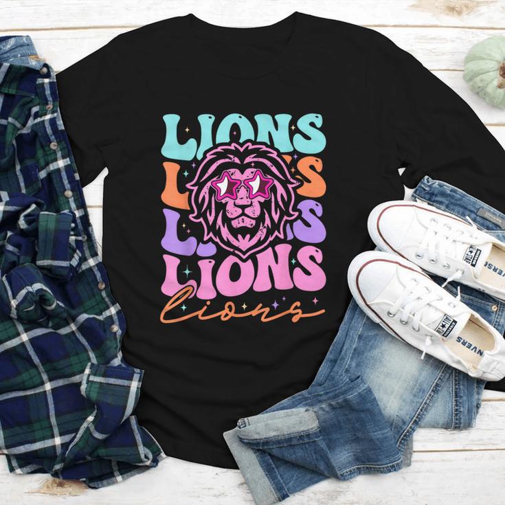 Lion Mascot Back To School Spirit Sports Men Women Groovy Youth Long Sleeve Tee Lion Mascot Back To School Spirit Sports Men Women Groovy Youth Long Sleeve Tee