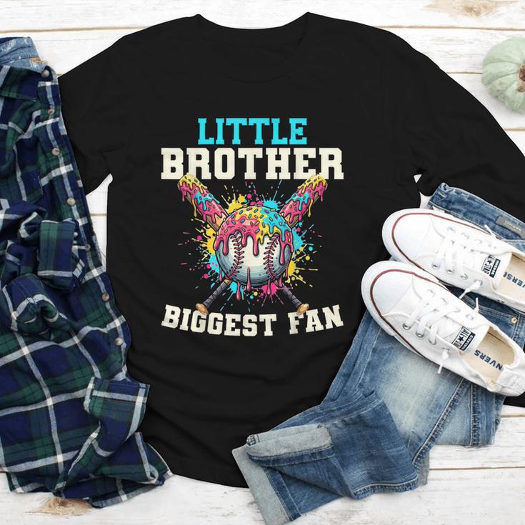 Little Brother Biggest Fan Baseball Cream Drip Crossed Bats Youth Long Sleeve Tee