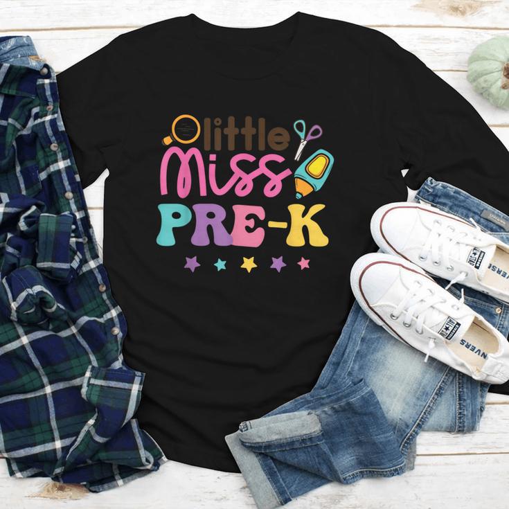 Little Miss Pre-K Preschool First Day Back To School Girls Youth Long Sleeve Tee Little Miss Pre-K Preschool First Day Back To School Girls Youth Long Sleeve Tee