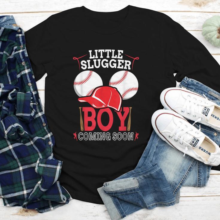 Little Slugger Boy Coming Soon Baby Announcement Baseball Youth Long Sleeve Tee Little Slugger Boy Coming Soon Baby Announcement Baseball Youth Long Sleeve Tee