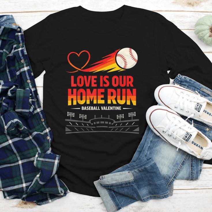 Love Is Our Home Run Baseball Valentine Couple Youth Long Sleeve Tee