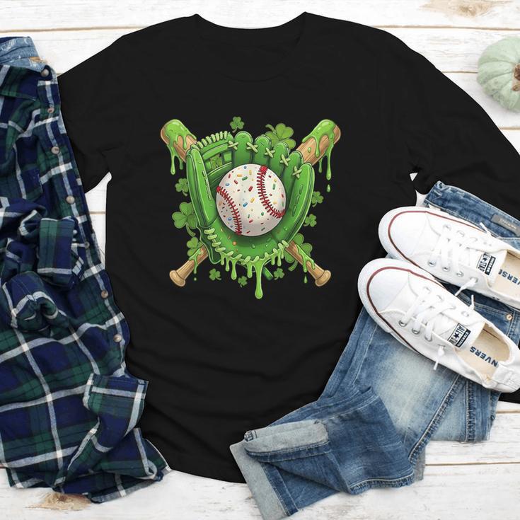 Lucky Shamrock Baseball Gloves Drip St Patrick's Day Boys Youth Long Sleeve Tee