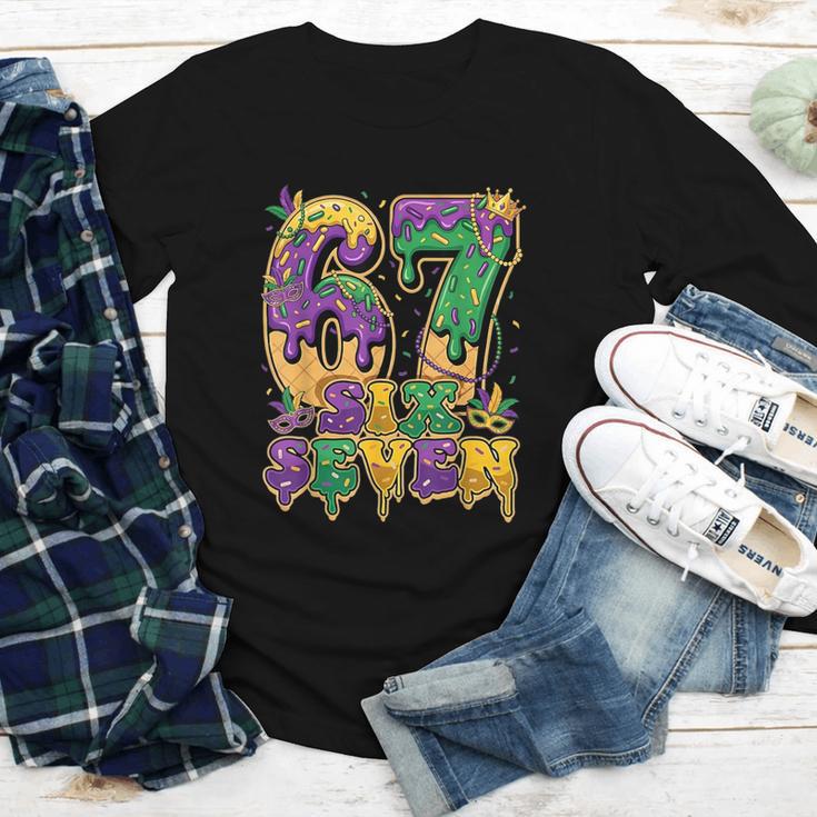 Mardi Gras Six Seven Baseball Drip Number 6 7 Meme Youth Long Sleeve Tee