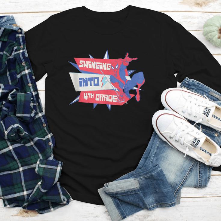Marvel Spider-Man Swinging Into 4th Grade Back To School Youth Long Sleeve Tee